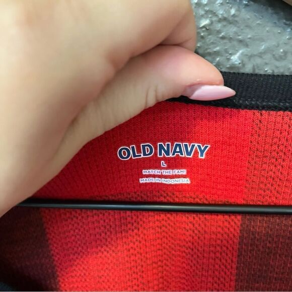 Old Navy Slim-Fit Printed Thermal-Knit Tee for Women NEW Large Red Buffalo Plaid - Picture 5 of 10